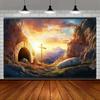 Background Banner Bright Themed Pattern of Cross In Cave Party Decoration