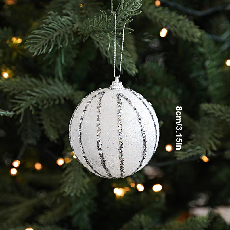 Luxury Silver Shining Christmas Tree Pendant & Drop Ornament Foamed Plastic  Christmas Ball Ornaments Home New Year Decoration