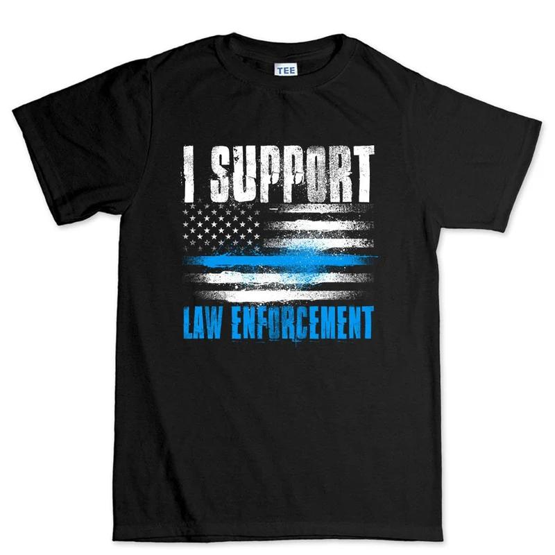 Thin Blue Line Cotton TShirt Unisexs Casual Athletic Gym Fitness Muscle Style Black TShirt