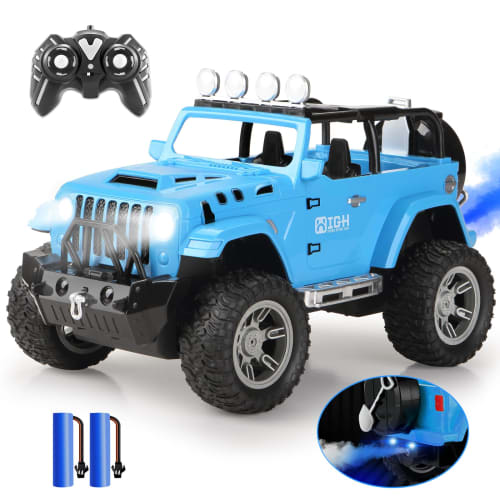 Carox OX29 1/16 Scale RC Car with Exhaust Function, Off-Road Control, LED Lights, 2.4GHz Remote Control, 2 Rechargeable Batteries Included, Toy, Boys'