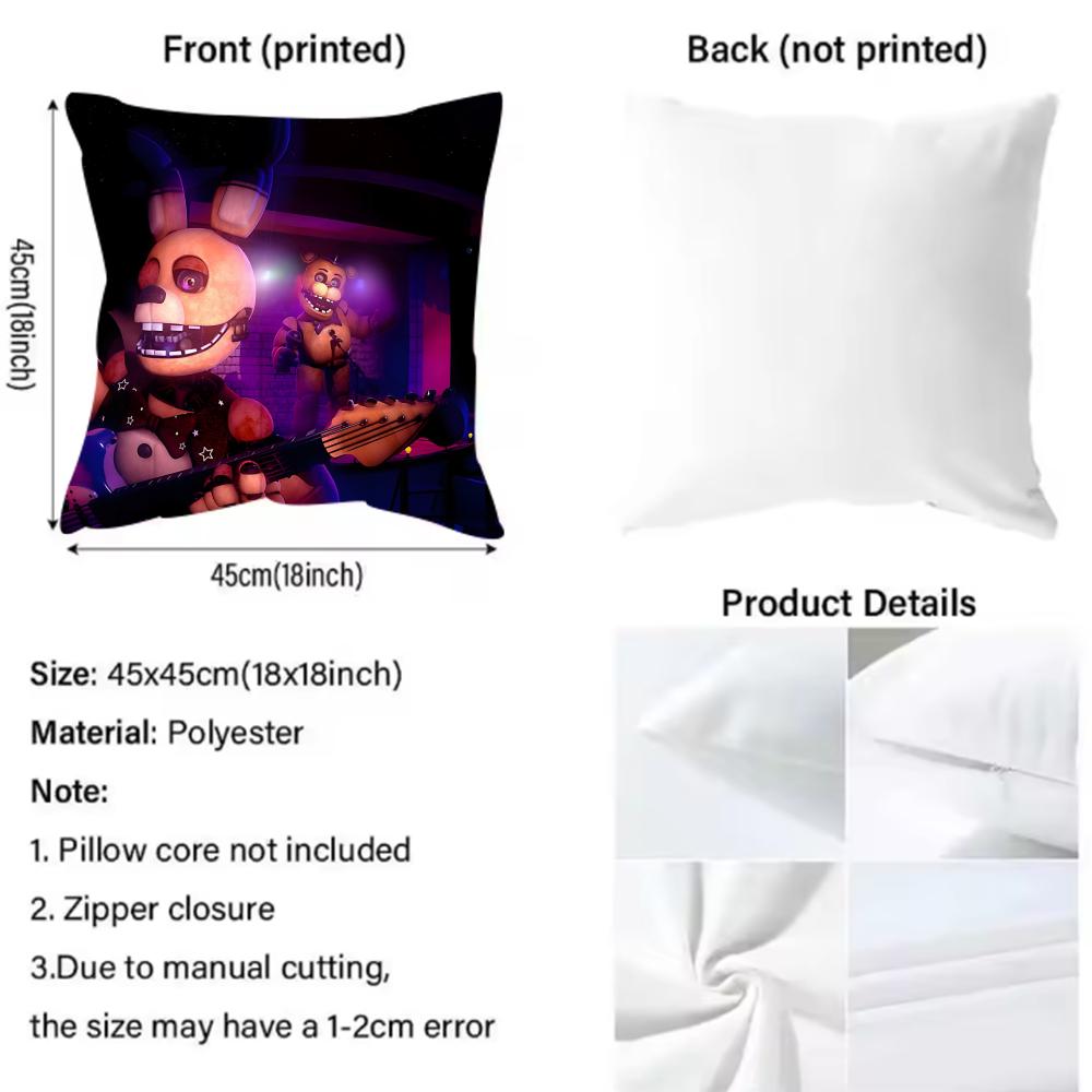 Movie Five N-Nights At F-Freddys 2 Cushion Cover Reversible Plush Pillow Cover – For Car, Sofa, Bedroom, Perfect As A Gift.