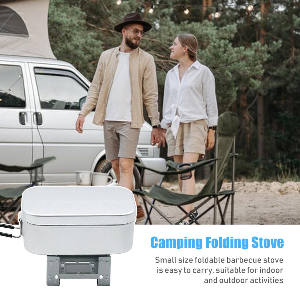 Camping Folding Stove Solid Alcohol Fuel Stove Foldable Barbecue Stove for Travelling Hiking Camping Picnic BBQ