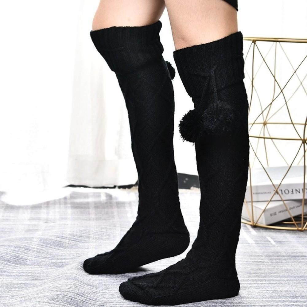 1 Paar gestrickte Beinwärmer 60cm lang Bodensocken Lolita-Stil Plüschsocken Winter für Damen