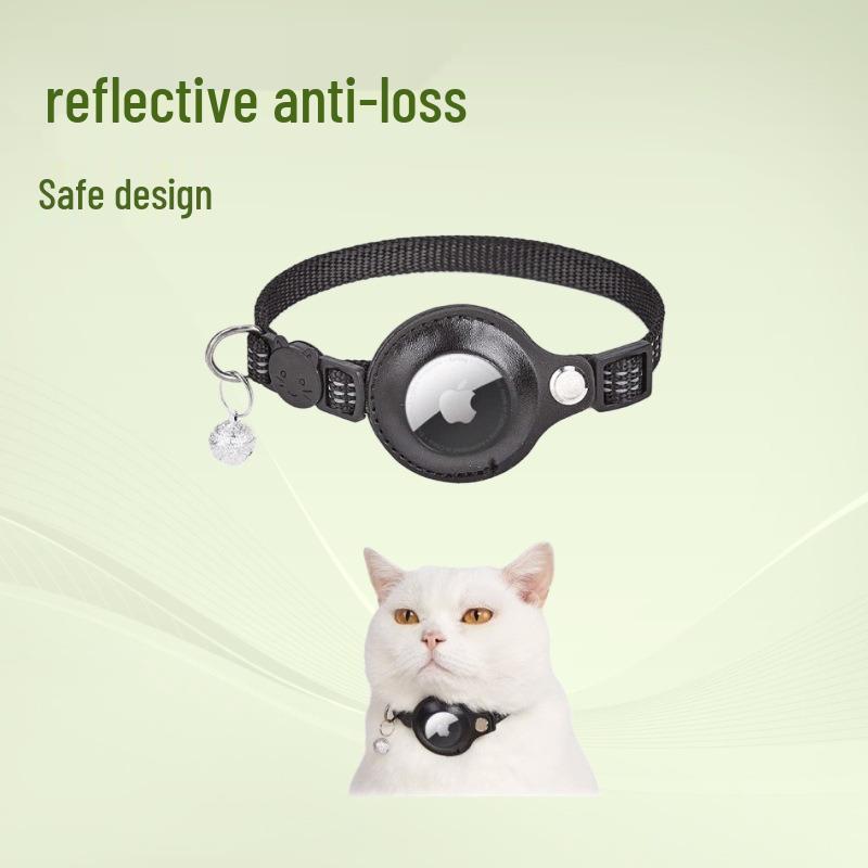 Reflective Cat Collar with Airtag Holder and Bell - Anti-Lost Tracker for Cats