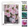 Diamond Painting Embroidery Cross Stitch Pink Flower Full Round Diamond Vase Mosaic Decor For Home 30x40cm/12x16inch