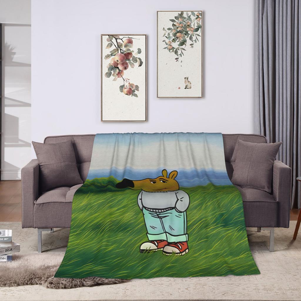 New Character Chill Guy Blanket Warm Soft Novelty Plush Throw Blanket For Outdoor Picnic Flannel Bedspread Bed Cover