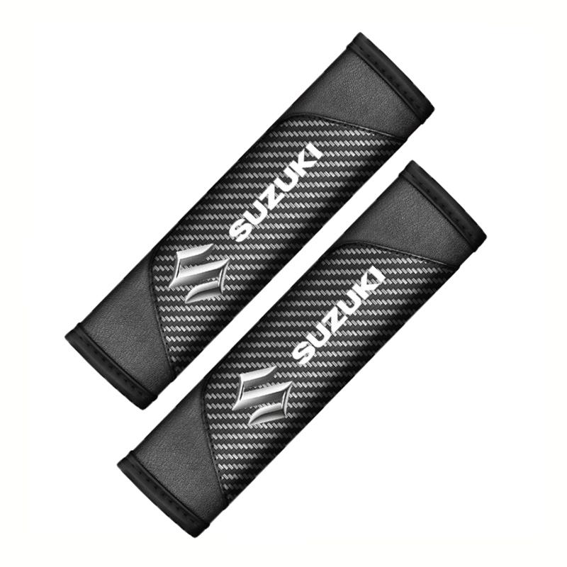

2pcs New Carbon fiber car seat belt shoulder pads for Suzuki Swift Jimny Grand Vitara SX4 Samurai Spacia Liana Car Accessories