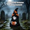 Mysterious Bookshelf Ornaments Halloween Skeleton Wizard Figurine, 3D Printed Gothic Statue with Retro Home Decor Pumpkin& Bat Hat, And Tabletop