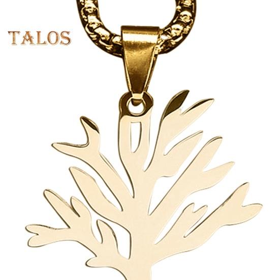 Unisex halskjede anheng Tree of Life Pure Color Titanium Stål Polert Individuelle Kvinner Menn Hals Smykker Club Party Halskjede