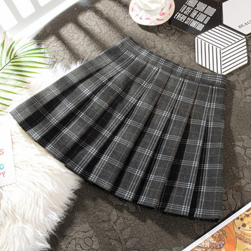 SCIONE Women's Skirt Woolen Pleated Skirt High Waist A-Line Plaid Sexy Bottoming Girl's Cute Skirt