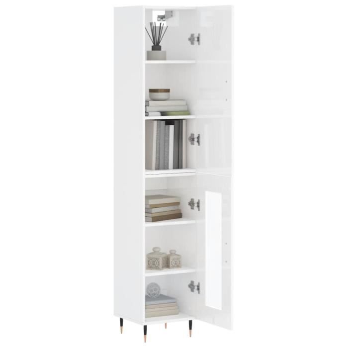 VidaXL Buffet haut Blanc brillant 34,5x34x180 cm Bois d'ingénierie 3199027