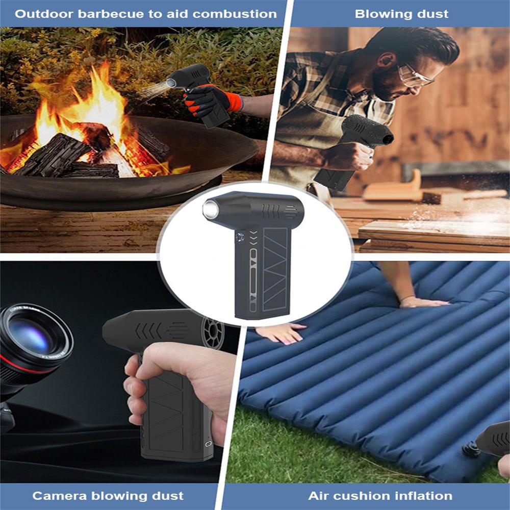 130000RPM Brushless Mini Air Blower Electric Air Duster 3 Gear Turbo Violent Blower Rechargeable with Light Car Cleaning