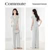 Women's V-Neck Short Sleeve Top & Casual Trousers Set