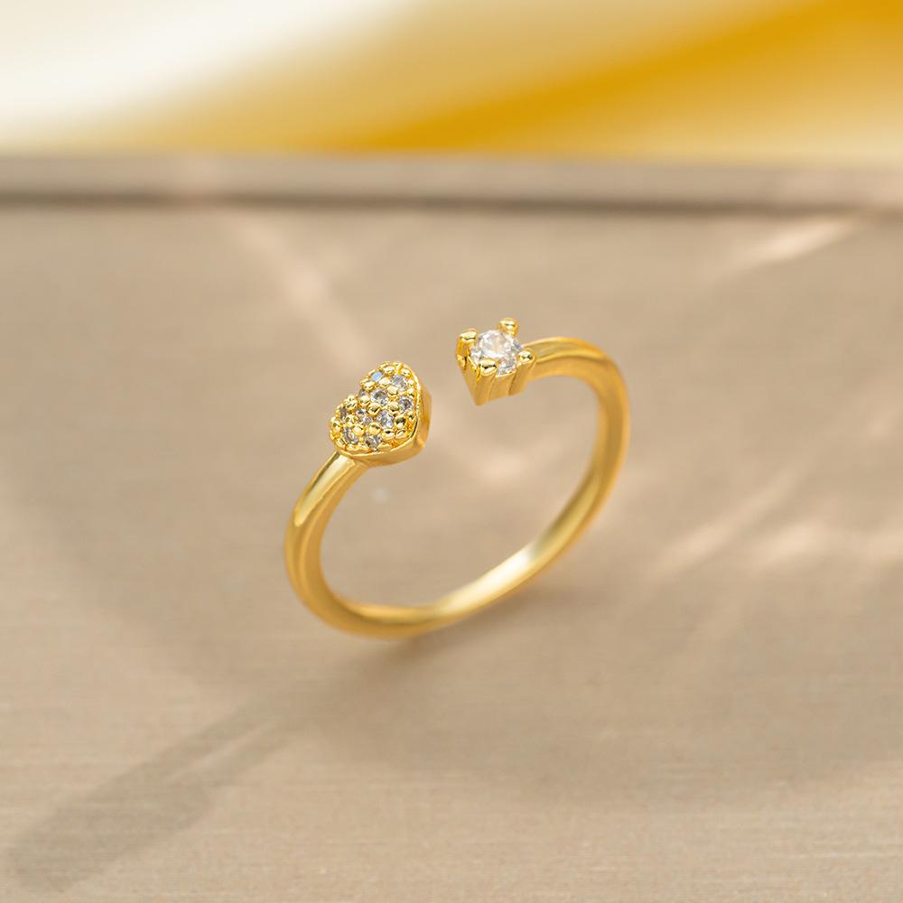 Korean Version of Light Luxury Design Full Diamond Inlaid Zircon Ring Women's Opening Adjustable Ring Internet Celebrity Fashion Accessories