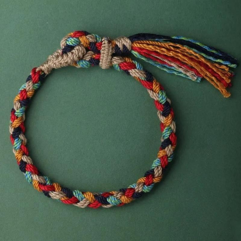 Handmade Tibetan Braided Cotton Rope Bracelet Tassel Ethnic Boho Jewelry Accessory