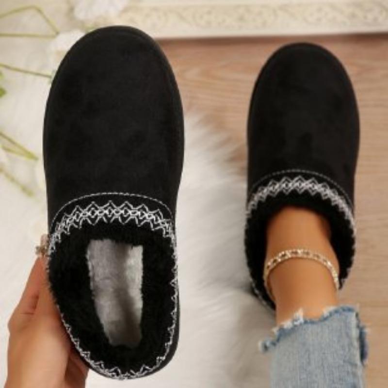 

Winter large size snow boots women s velvet warm thick soles without heel bag head half slippers cotton shoes 44