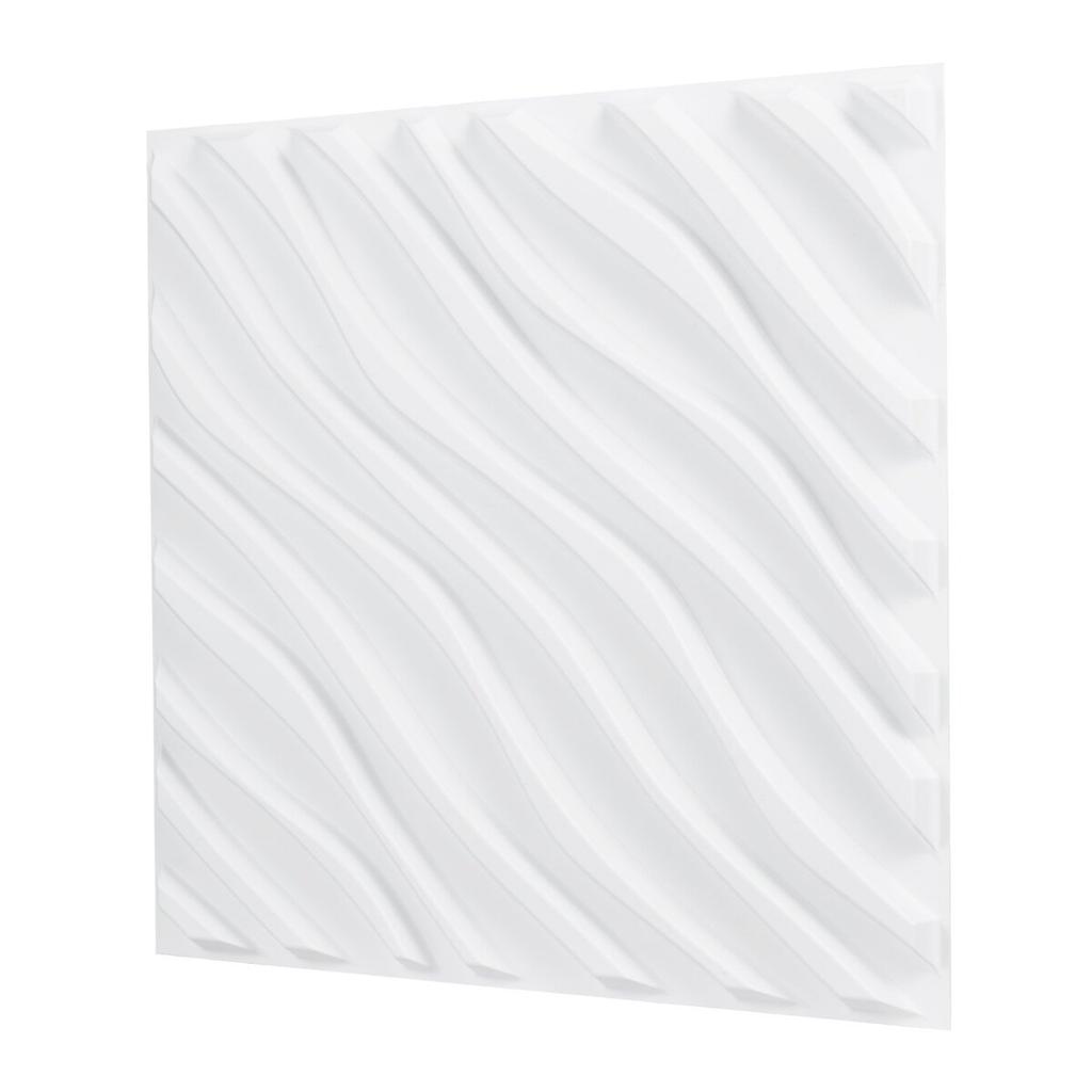 3D Wall Panels 12-Pack 19.7x19.7'' PVC 32 Sq.Ft Coverage Wave Matte White