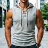 Męski Tank Top Mięśniowy, Bezrękawnik z Kapturem Slim Fit, Oddychająca Kamizelka Treningowa na Siłownię na Lato na Zewnątrz