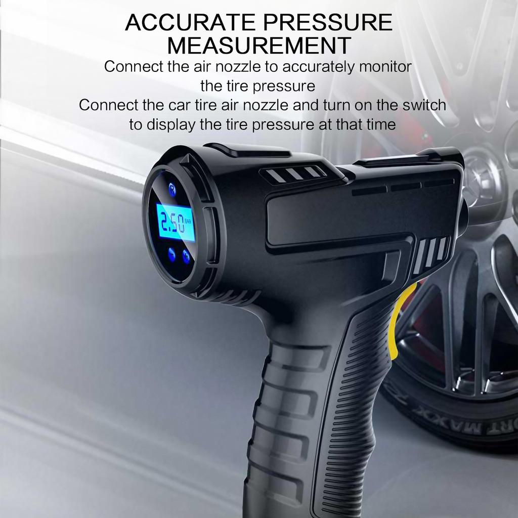 Portable Handheld Car Tire Inflator Wireless USB Rechargeable LED Display Screen Pressure Monitor Automatic Inflation