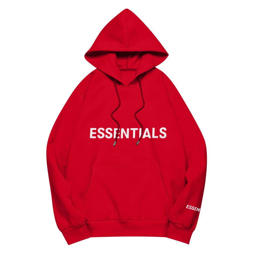 Unisex Loose Casual Letter Print Solid Round Neck Long Sleeve Hooded Sweatshirt