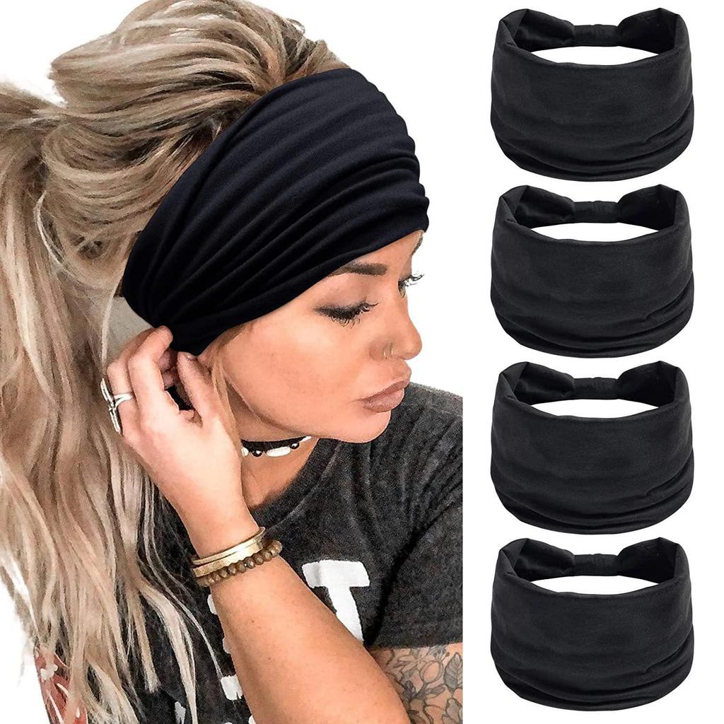 Elastic Wide Side Sports Headband: European & American Style, Sweat-Absorbing, Fashionable Hair Accessories