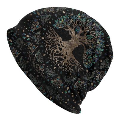Tree Of Life Yggdrasil Golden Viking Unisex Women Beanies Outdoor Ski Cap Double Layer Fabric Bonnet Hat