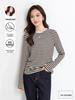 Yifei Women's Slim-Fit Long-Sleeve Striped Tencel Wool Top, 2026 Spring Collection