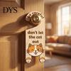 Pet Shop Door Sign Cat Warning Handle Sign, Wooden Cartoon Hanging Reminder, Home Security Reminder Tag Safety Knob Hanger, for Bedroom And