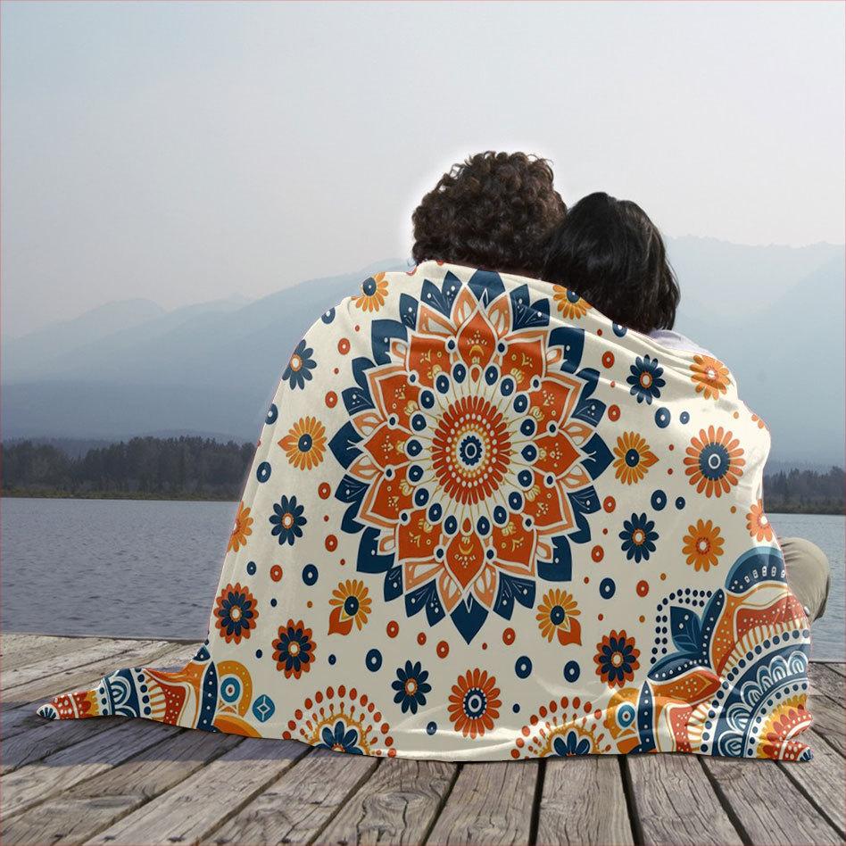 Bohemian Style Pattern Printed Blanket for Sofa Bed Travel Camping Living Room Office Conditioning Blanket for All Seasons Gifts