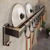 Gun Gray Kitchen Rail Hook Punch-Free Multi-Functional Organizer: Spoon, Spatula, Knife Holder with Hanging Hooks