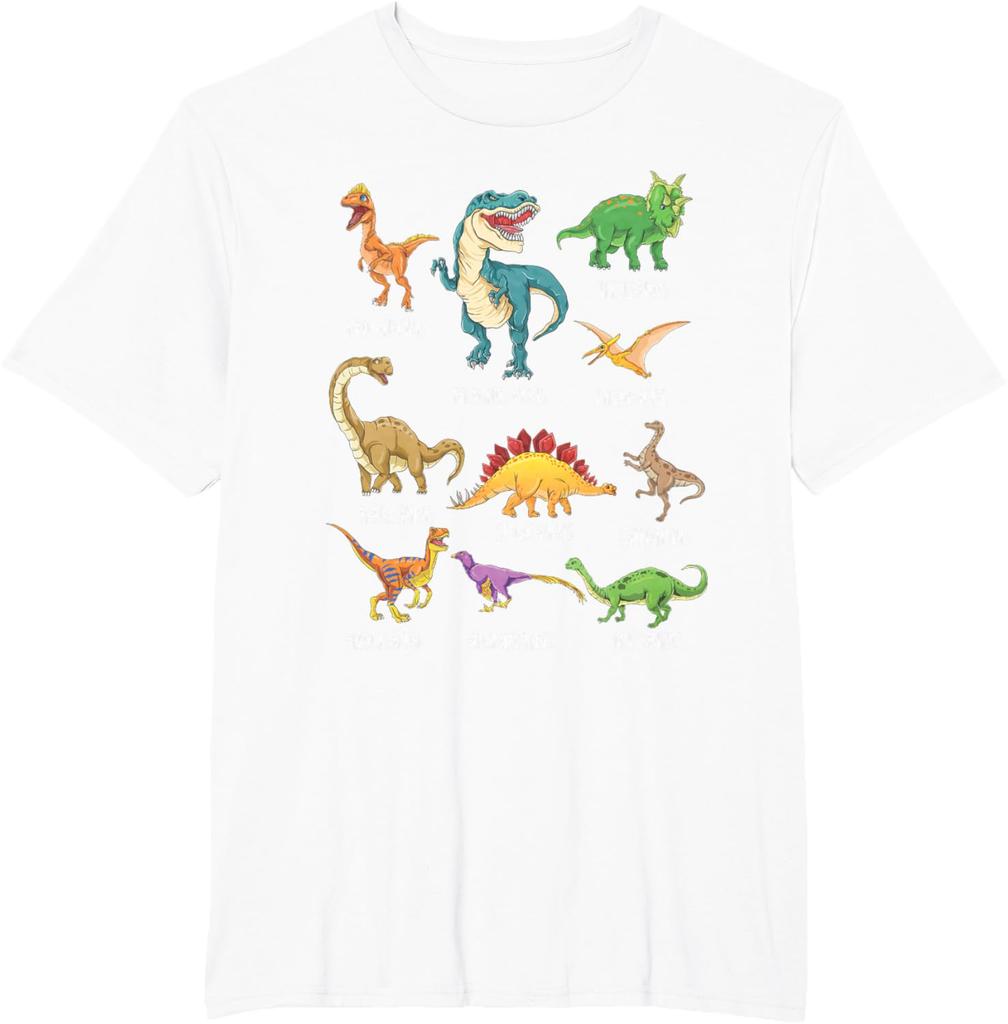 Types of Dinosaurs Graphics Dino Identification T-Shirt Unisex Summer Streetwear Tops Harajuku Mens Clothing Camisas