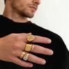5Pcs/set Hip-Hop Punk Metal Zircon Ring Set for Men Retro Metal Art Carved Zircon Inlaid Rings Casual Trendy Zircon Wear Gifts