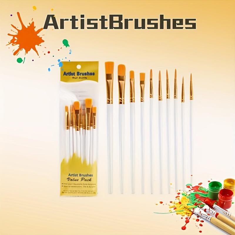 Vibrant Nylon Bristle Paint Brush Set with Durable Plastic Handles - Perfect for Oil, Watercolor, and Gouache Artworks - Multicolor Selection