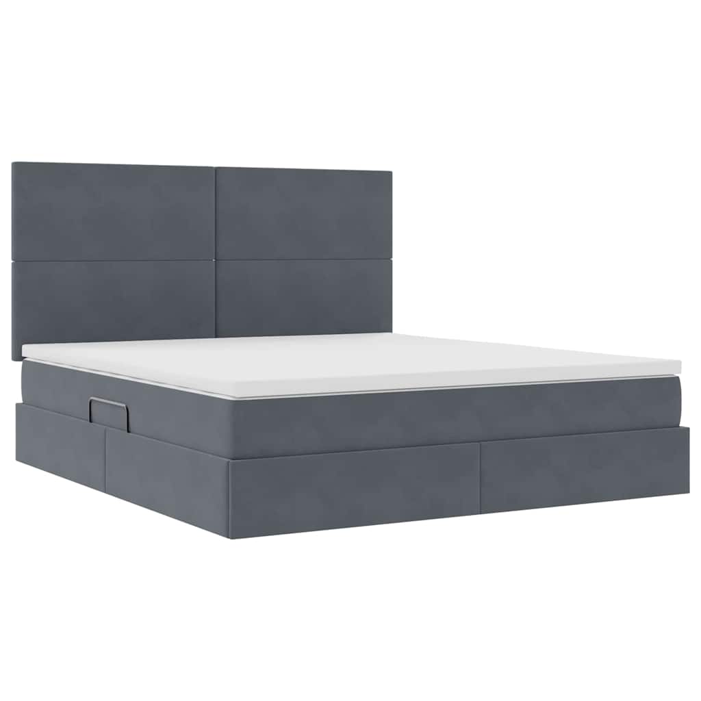 Storage Bed with Mattress Dark Gray 160 x 200 cm Velvet