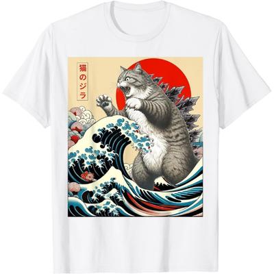 Catzilla Cat Japanese Art Funny Cat Gifts for Men Women Kid T-Shirt