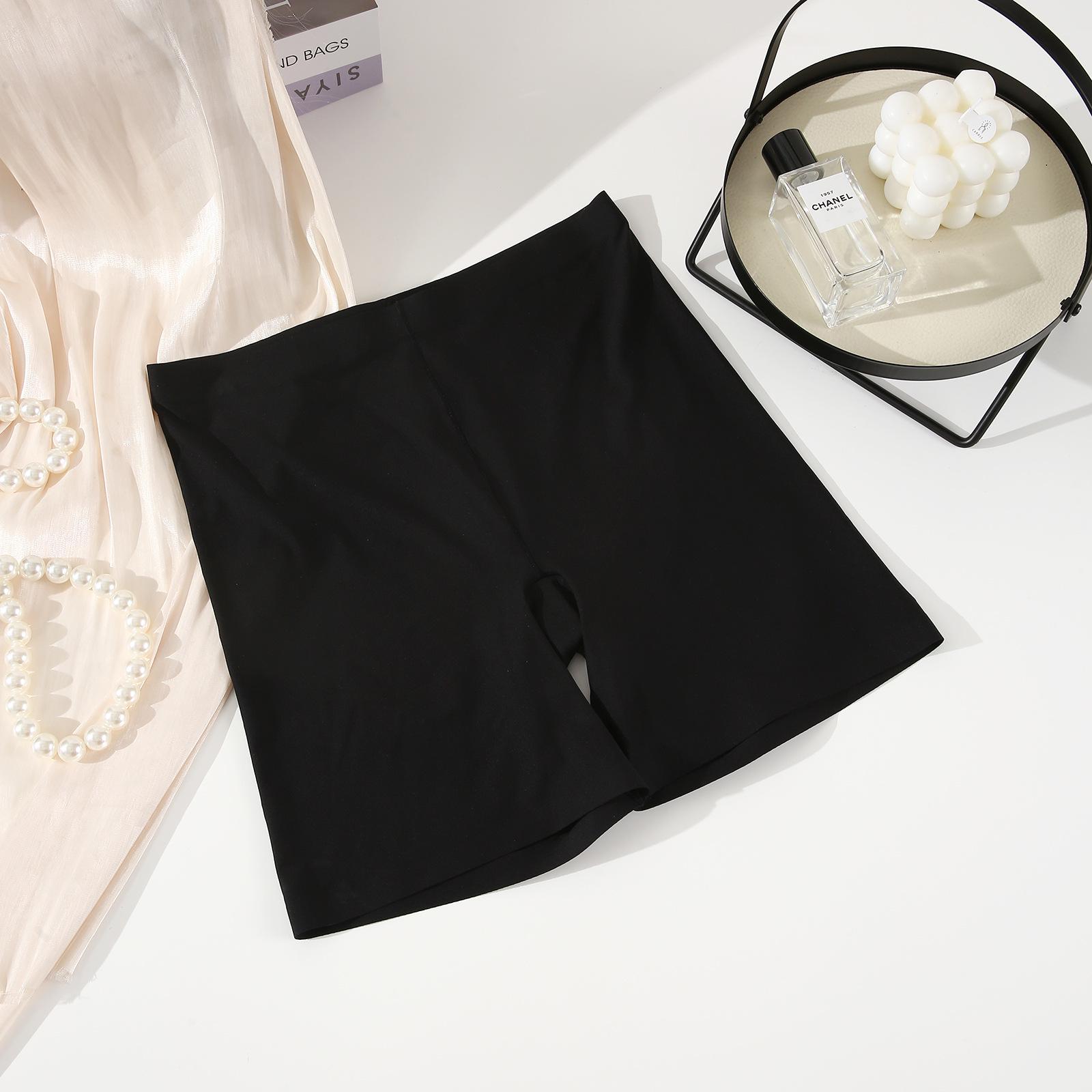Seamless Women s Ice Silk Anti-exposure Leggings & Safety Shorts L (80-150 kg) чёрный