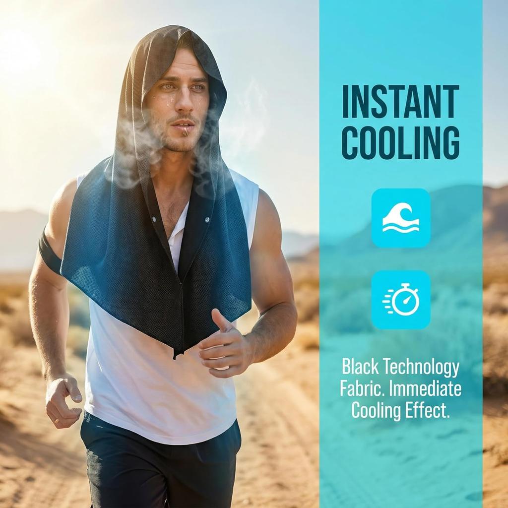 Cooling Hooded Towel Cooling Hoodie Towels Cooling Towel Microfibre for Neck and Face Cooling Towel for Fishing Cycling Running Sports