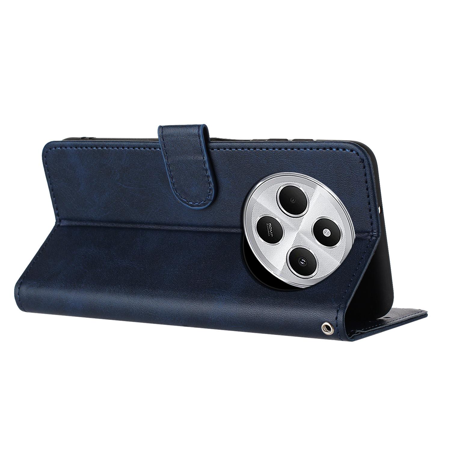 

For Xiaomi Poco C75 4G/Redmi 14R 5G/14C 4G Case Flip Stand PU Leather Wallet Phone Cover Calf Texture Sapphire