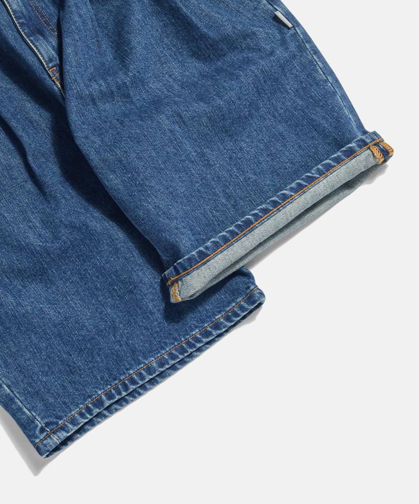 ESPIONAGE Double Pleats Denim Shorts Washed Indigo
