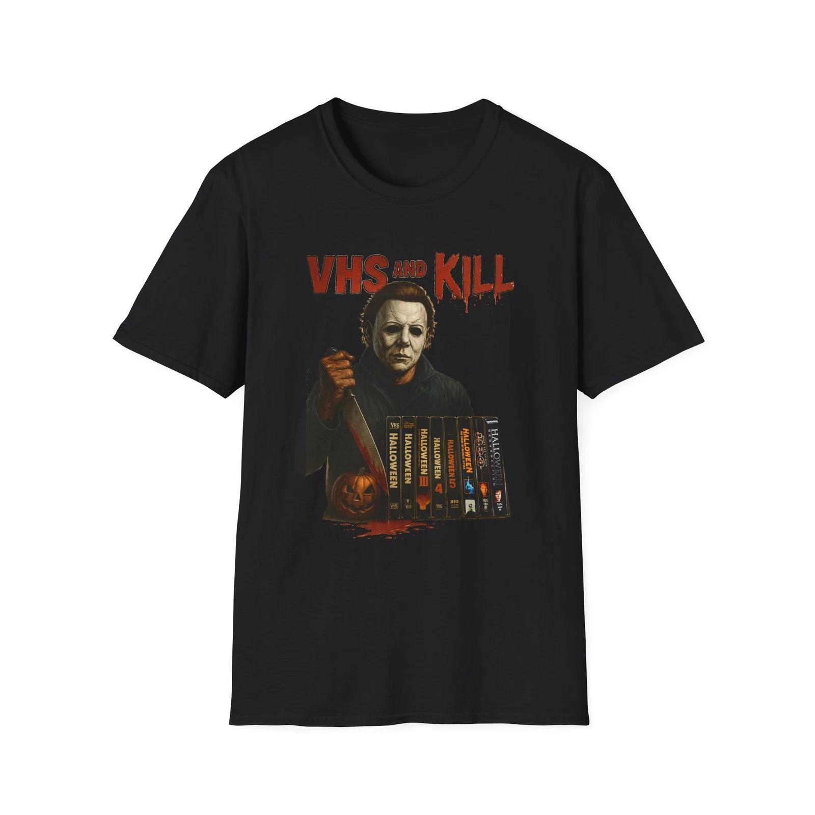 VHS and Kill Michael Myers Unisex T-Shirt, Horror Movie Tee, Retro 80s XXL