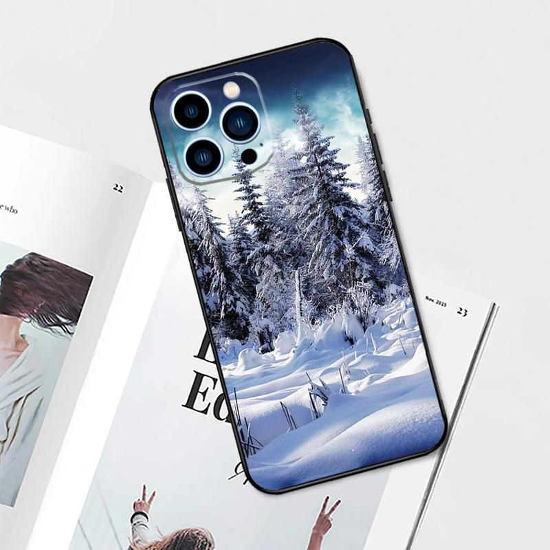 Landscape Winter Light Snow Case For iPhone 17 Pro Max 11 14 15 16 Pro Max 12 13 Mini 16 Plus 16e 17 Air Phone Cover