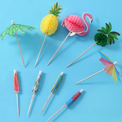 Einweg Biologisch abbaubare Strohhalme Zahnstocher Schirmchen Party Cocktail Zubehör Saftgetränke Kuchen Dessert Deko Bambusstäbchen
