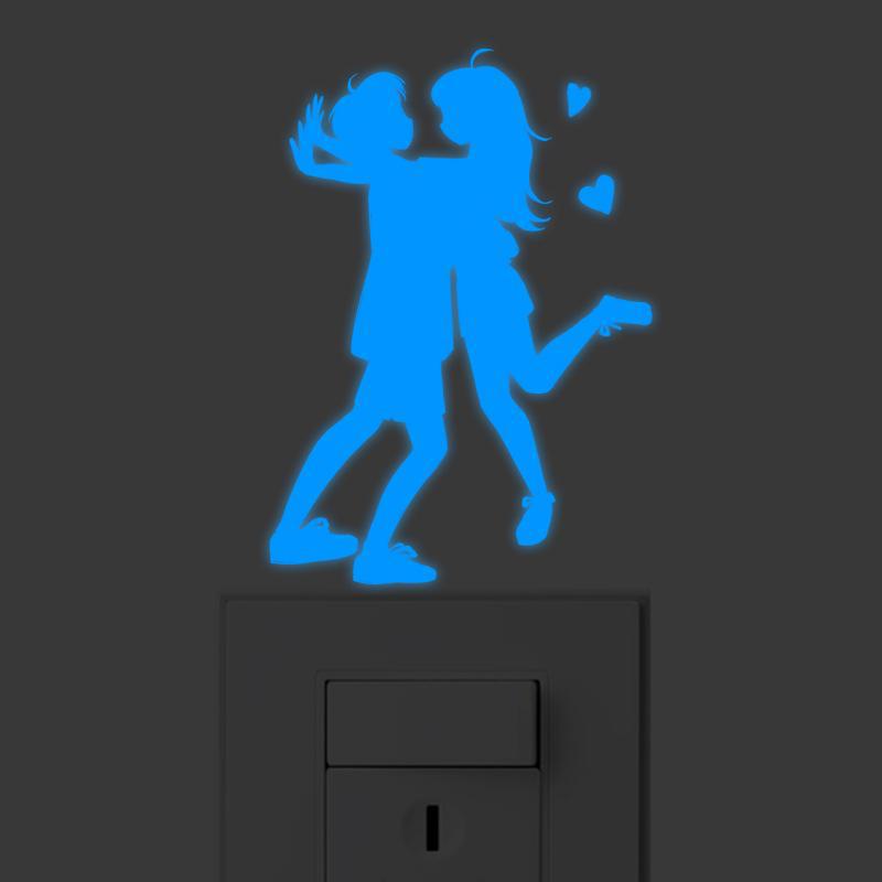 Luminous Five-Pointed Star Wall Stickers for Bedroom and Living Room, Creative Fluorescent Switch Animal Decals.