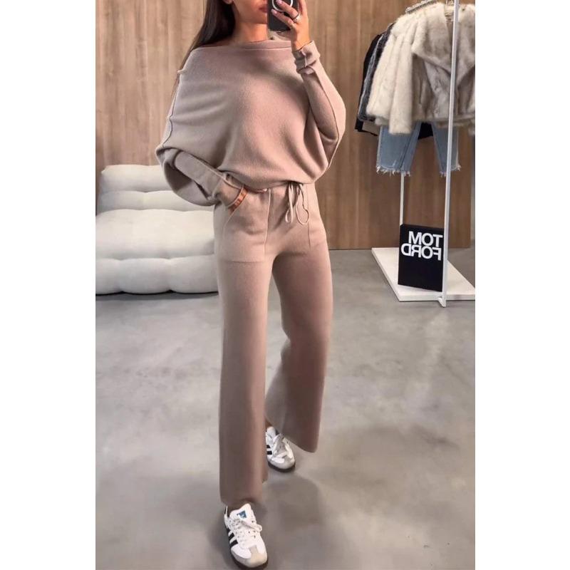 BITCED Women's Fashion Casual Long Sleeve O-Neck Pants Suits