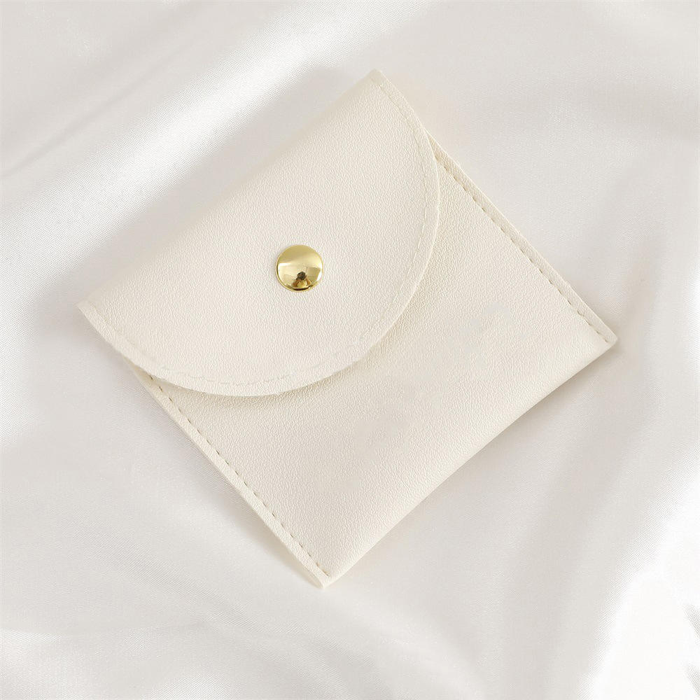 1 Stück PU Leder Schmuckverpackungsbeutel Halskette Ring Armband Ohrringe Organizer Aufbewahrung Druckknopf High End Mini Geschenk Schmuckbeutel KTY