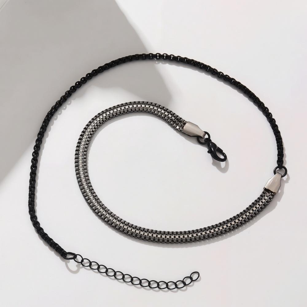 Hip Hop Stainless Steel Multi-Layer Box Chain Bracelet Retro Black White Color Wrap Men Bracelet Fashion Jewelry