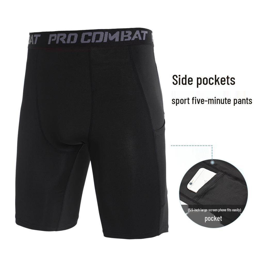 

Компрессионные шорты для бега и фитнеса с карманами, влагоотводящие, быстросохнущие и эластичные XX-Large чёрный