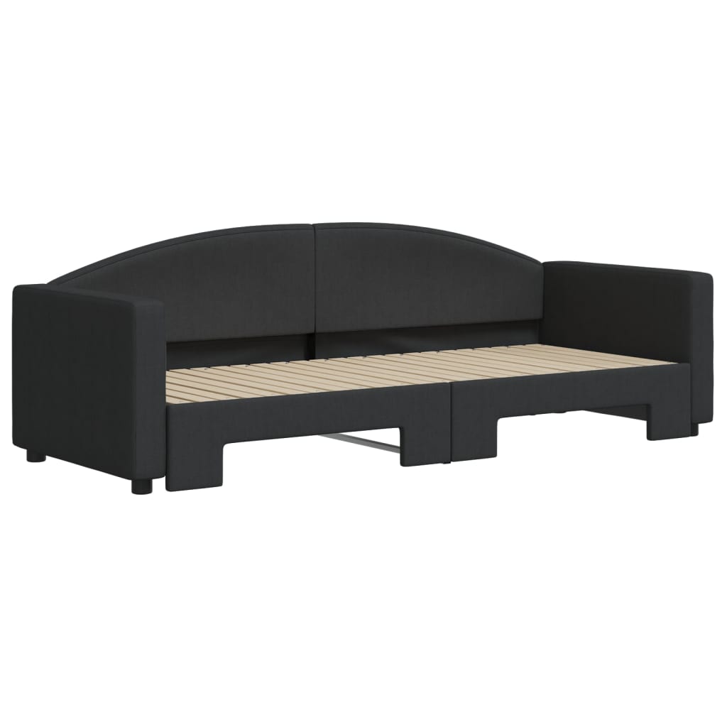 Extendable Daybed Black 80 X 200 Cm Fabric