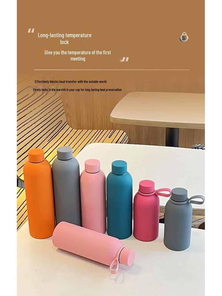 750ml Frosted Stainless Steel Sports Thermos Bottle with Narrow Mouth