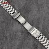 Solid Stainless Steel Watch Strap 18/20/22/24mm Silver Metal Curved End Double Press Folding Buckle Bracelet WatchBand for Seiko
